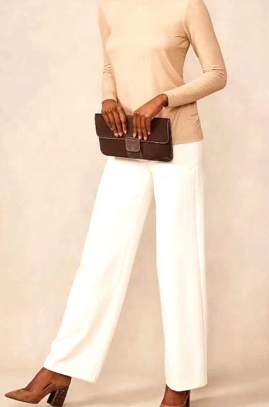 J. McLaughlin Carter Stretch Knit Wide Leg Pants Ivory Size 0